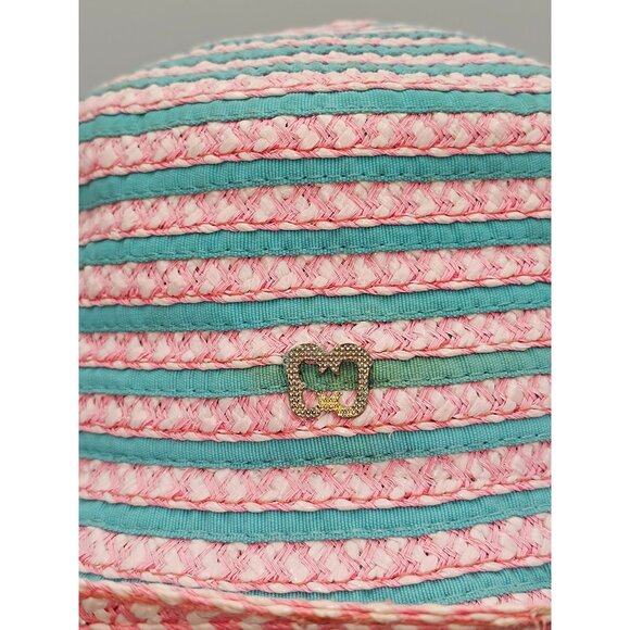 Eric Javits Women's Pink Teal Striped UPF 50+ Packable Squishee Bucket Hat 2701 - Picture 10 of 16
